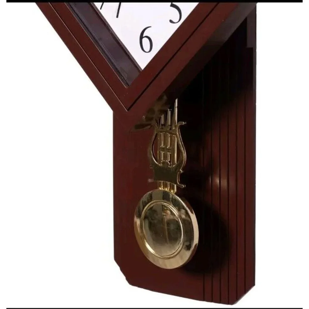 Wood-Look Pendulum Plastic Wall Clock Vintage For Living Room Kitchen Or Dining
